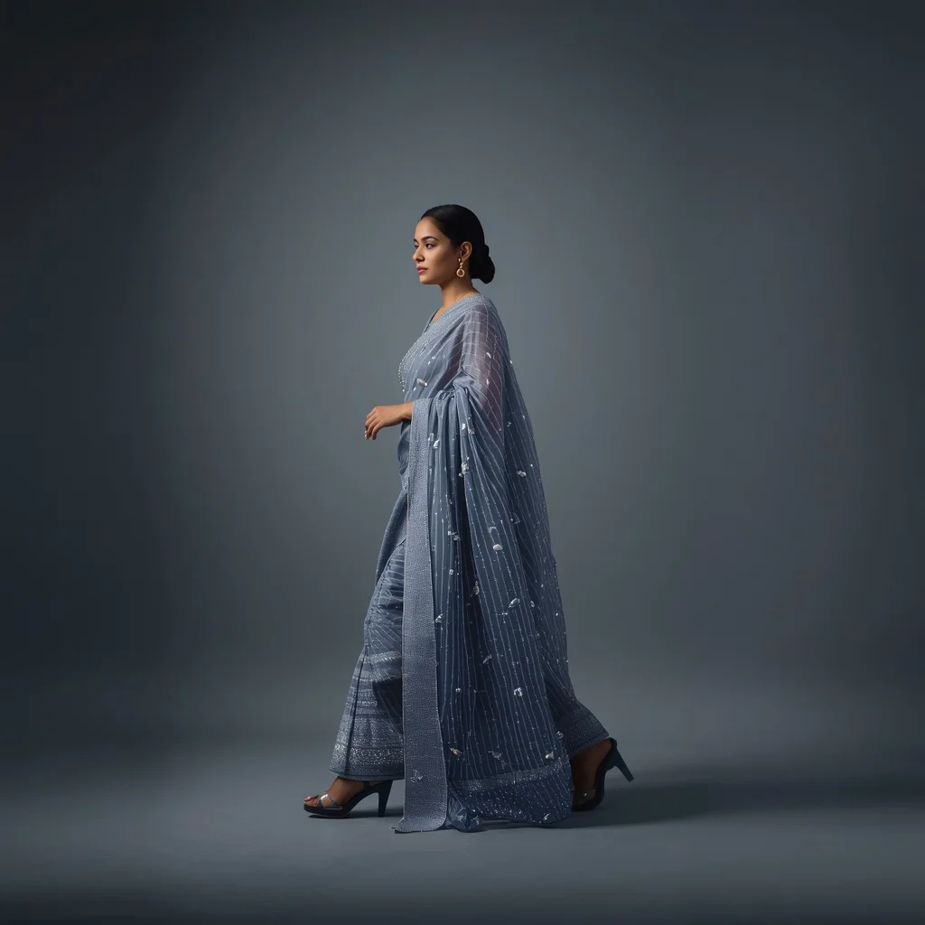 Full Body Minimalist Saree Walk with Bioluminescent Aura | Ai Selfie Prompt