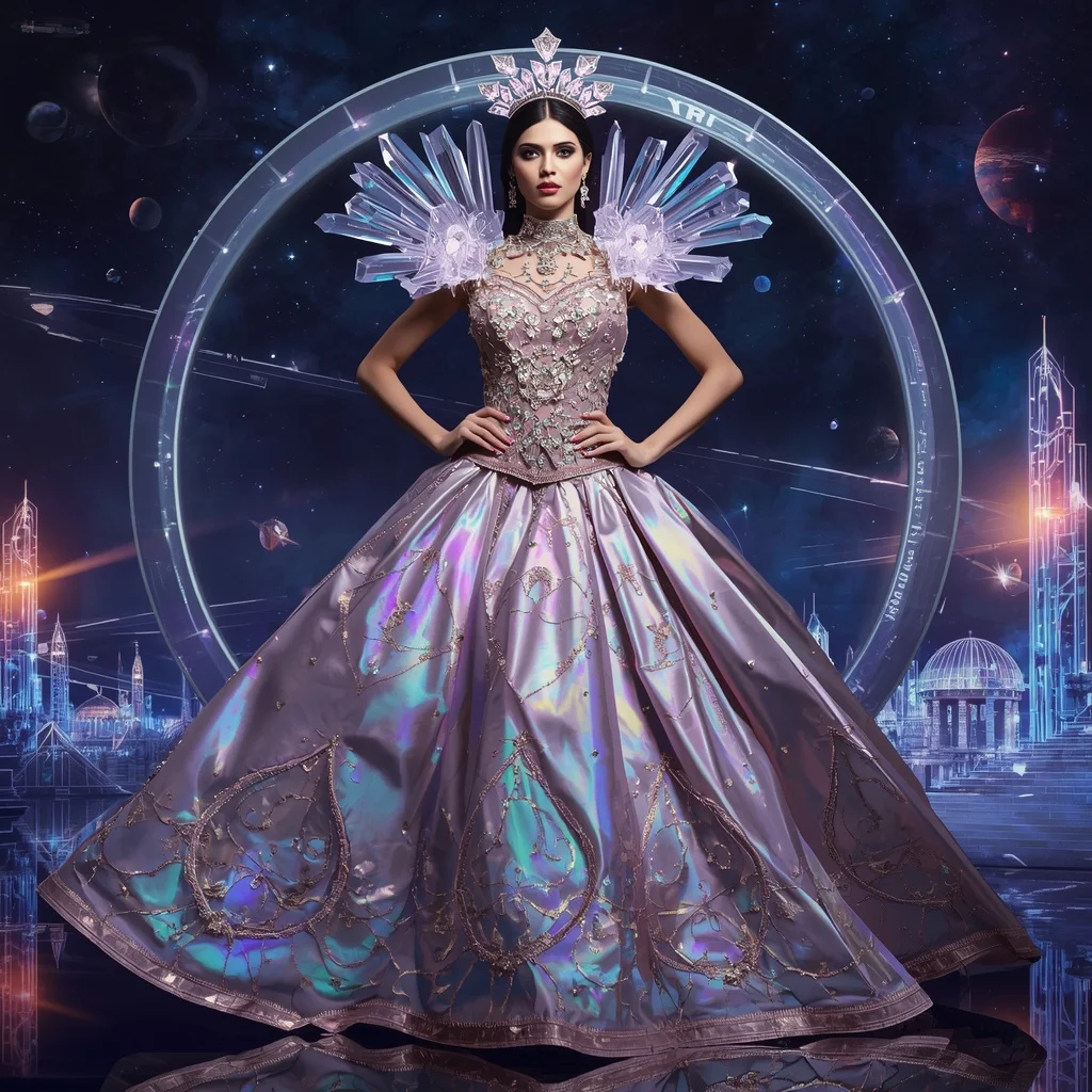 Giant Luxury Crystal Gravity Ring Saree with Cosmic Orbit Capital | Instagram Photography Ai Prompt