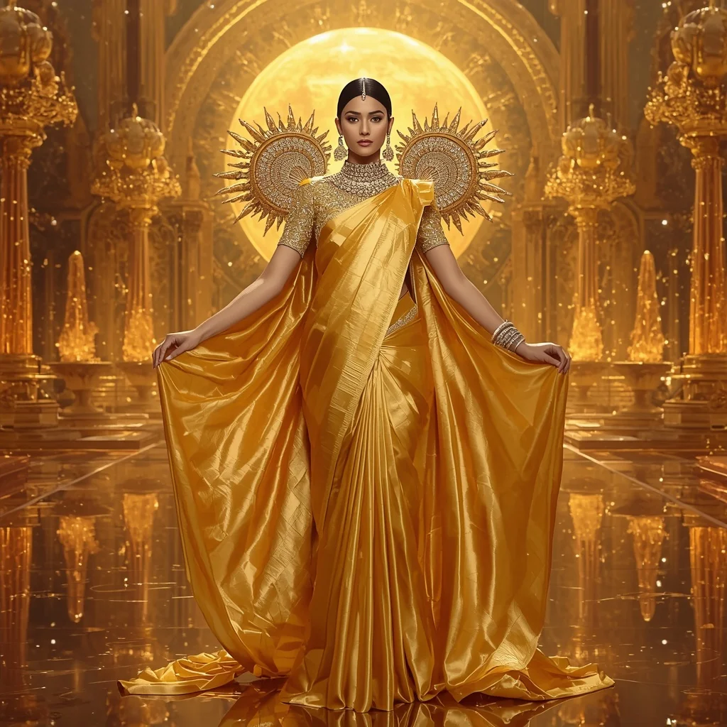 Giant Luxury Crystal Sun Palace Saree with Golden Reflection Realm | Gemini AI Photo Prompt Copy Paste Trending Girl 2026
