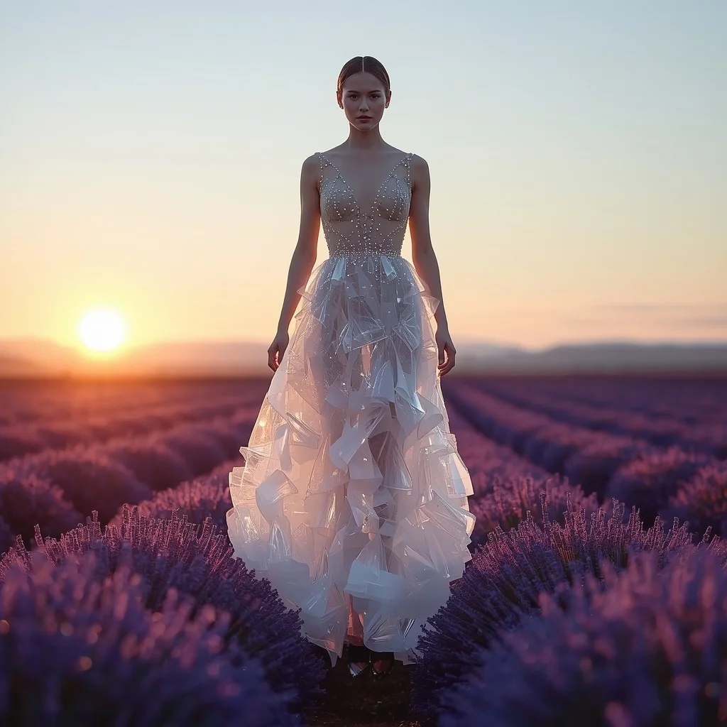 Glass Goddess in Lavender Field | Google Prompt