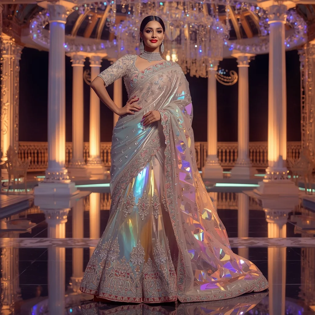 Grand Festival Prism Saree with Celebration Light Pavilion | Romantic Ai Prompt