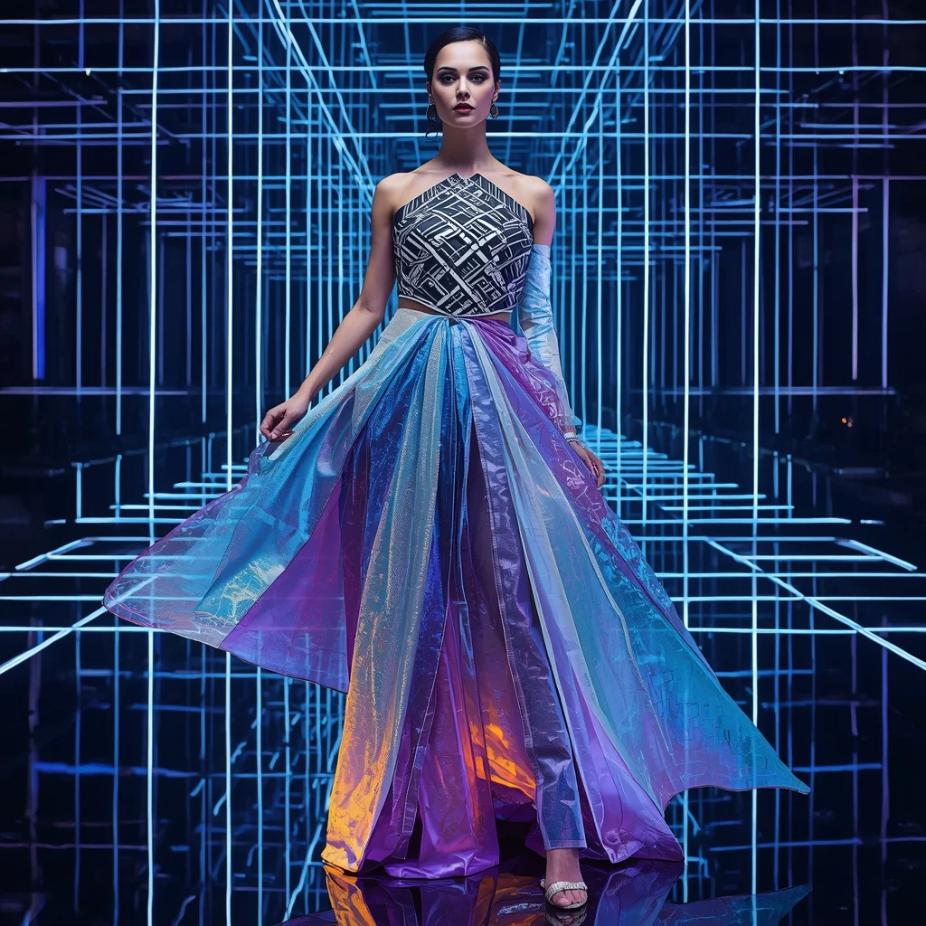 Infinity Prism Saree with Recursive Light Geometry | Prompt For Traditional Look For Couple