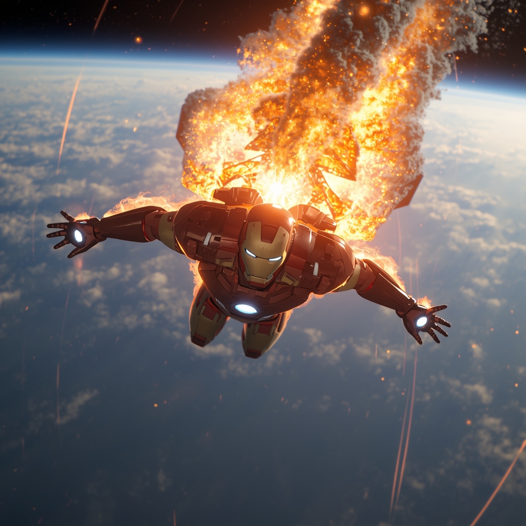 Iron Man Atmospheric Re-Entry Firestorm Sequence | Ai Image Generator Prompt