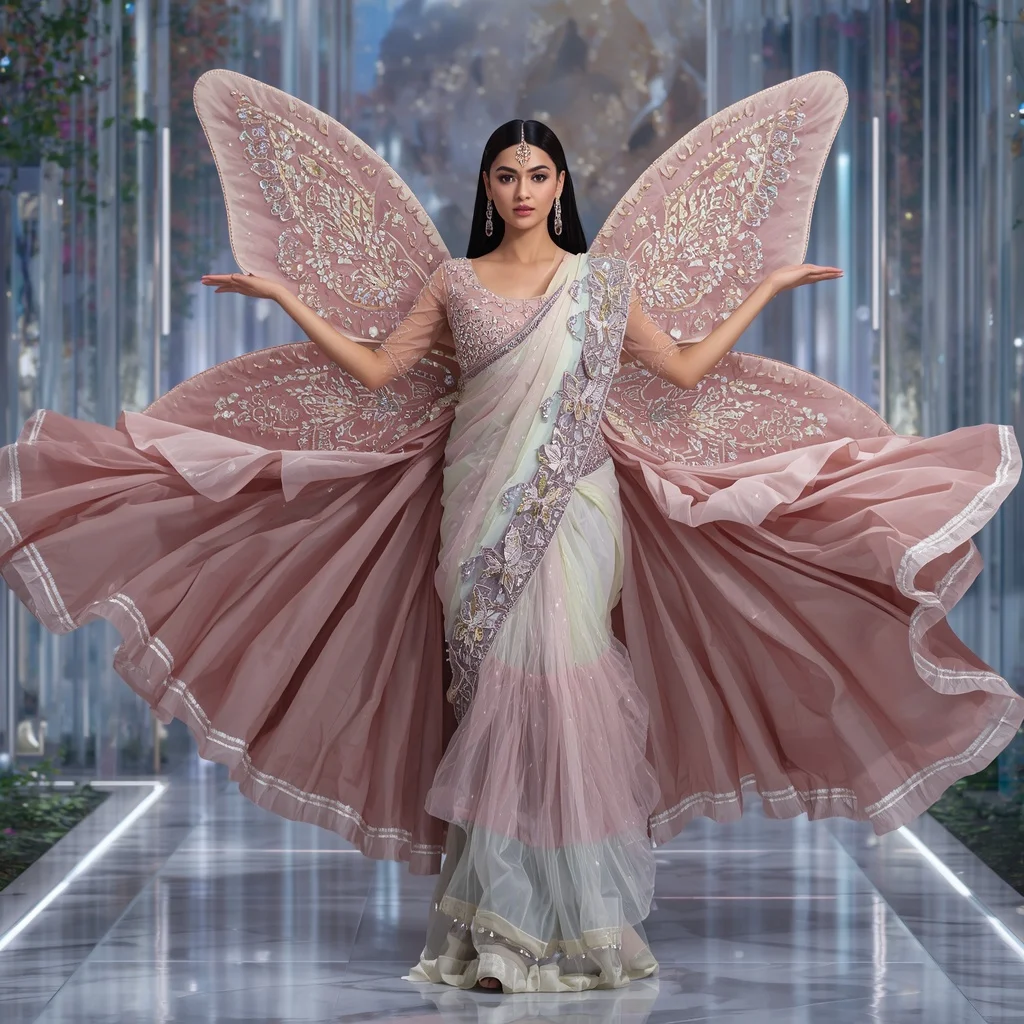 Luxury Butterfly Jewel Palace Saree with Floating Prism Garden | Best Ai Prompt 2026