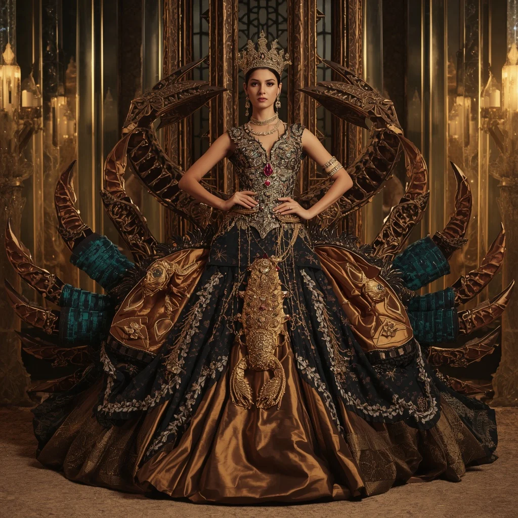 Metallic Royal Scorpion Queen Saree with Desert Crystal Empire | 4k Ai Prompt