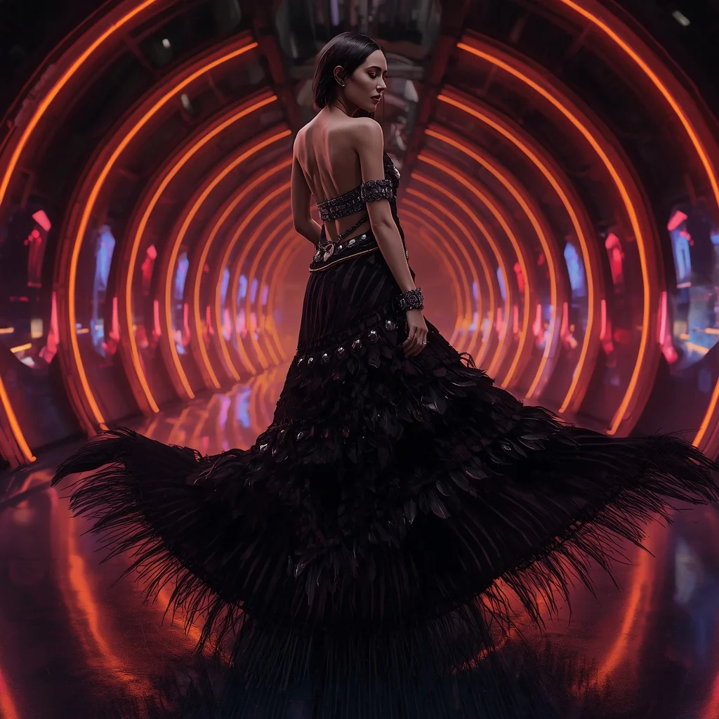Midnight Volcanic Abyss Core Armor Saree with Holographic Plasma Engine Rift Corridor Singularity Reactor | Girl Prompt