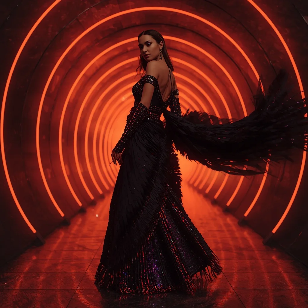 Midnight Volcanic Abyss Singularity Armor Saree with Holographic Plasma Engine Rift Corridor Core System | Prompt Seen Gemini Girl Instagram
