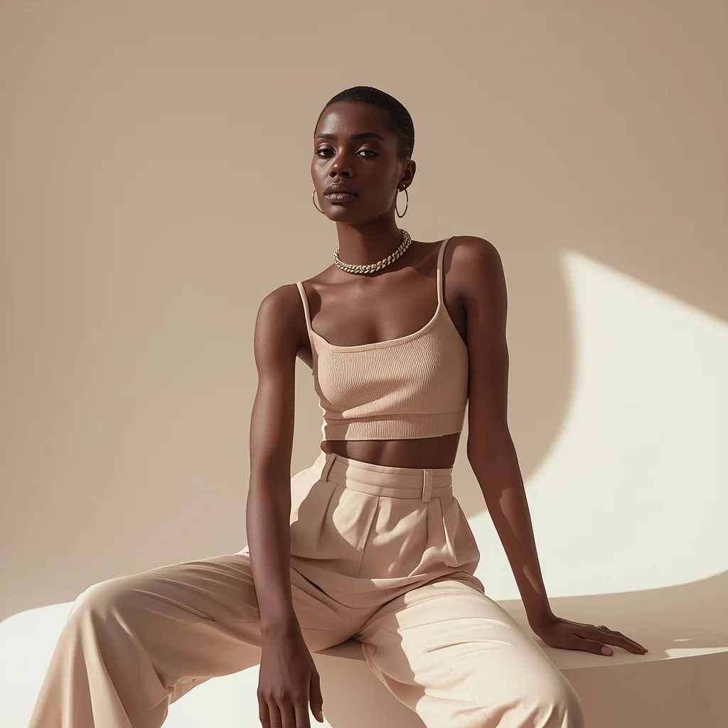 Minimal Pastel Studio Fashion Shoot with Clean Editorial Look | Stable Diffusion Prompt