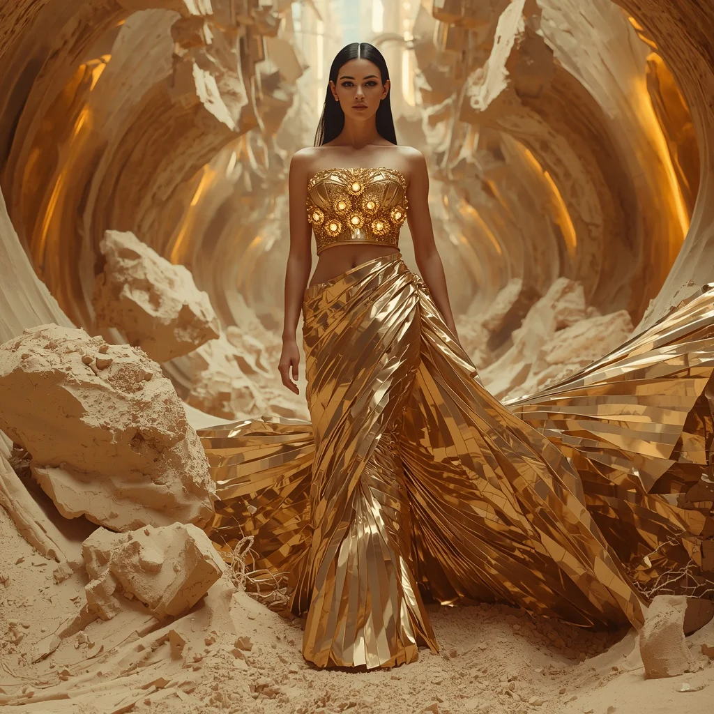 Mirror Sand Avalanche Saree with Gravity Collapse Dunes | New Instagram Trend Prompt For Girl Copy And Paste