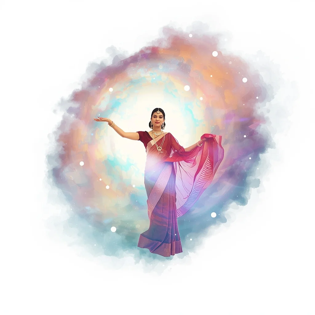 Nebula Vortex Magnetic Force Polaroid Ethereal Heavenly Saree Flow | Saree Prompt For Women Pdf