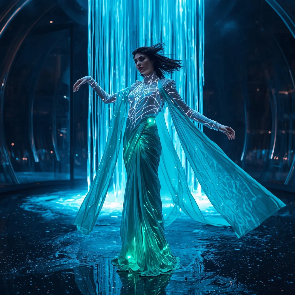 Neon Water Inkfall Saree with Vertical Liquid Streams | Prompt Seen Trending Girl 2026 Butterfly