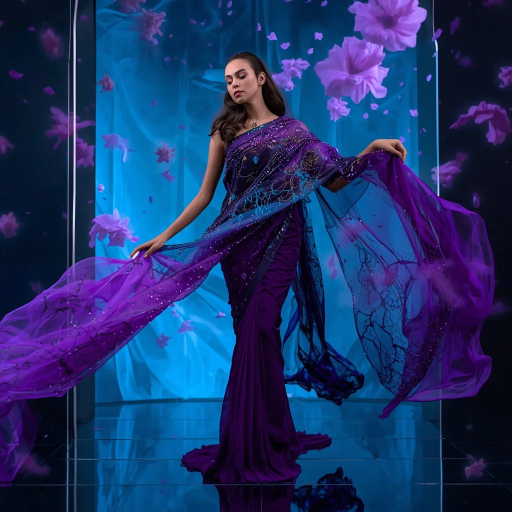 Neural Ink Gravity Saree with Digital Void Flow Chamber | Midjourney Prompt List