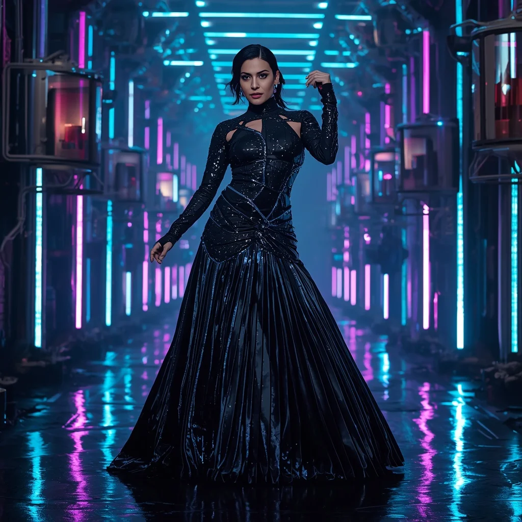 Obsidian Comet Singularity Infinity Armor Saree with Quantum Neon Hypervault Corridor Matrix Collapse Nexus System | Chatgpt Prompt