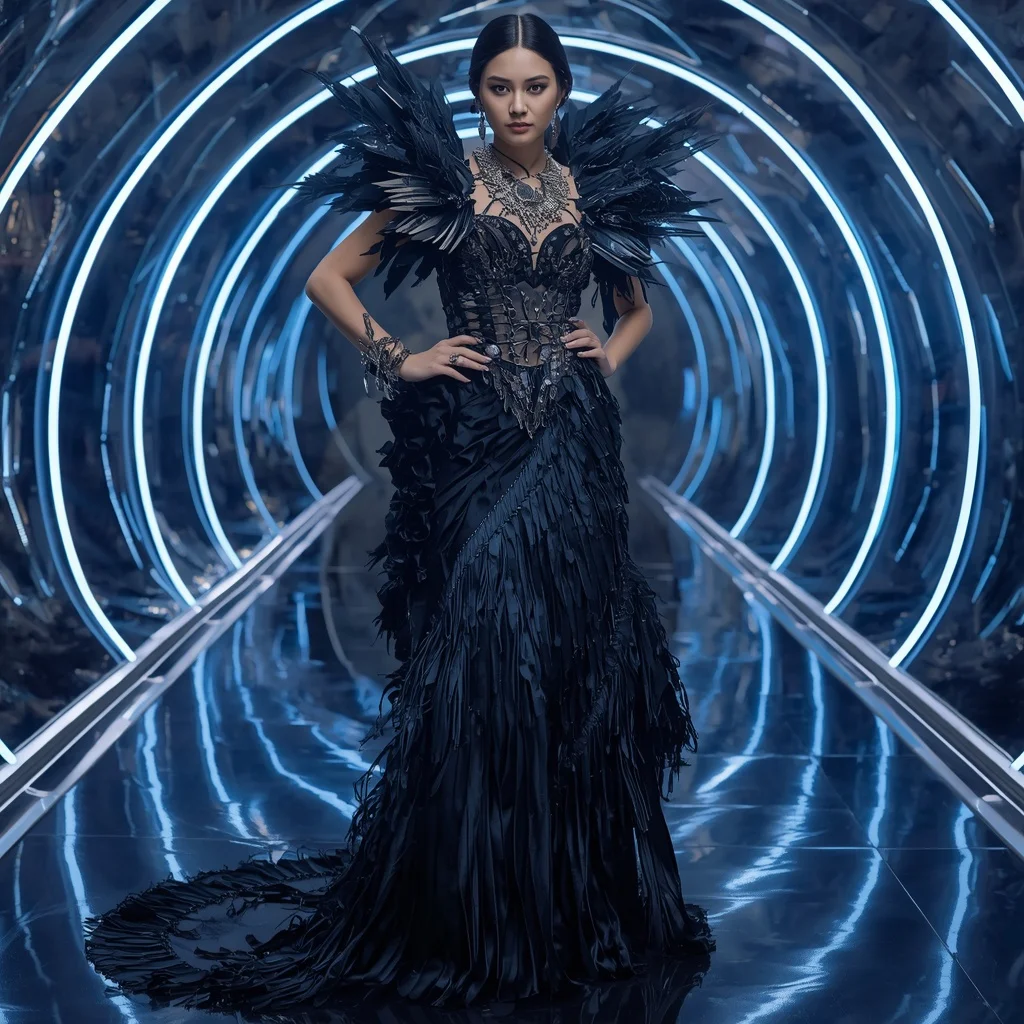 Obsidian Lotus Mirage Saree with Infinity Aurora Reflection Observatory | Hd Image Prompt
