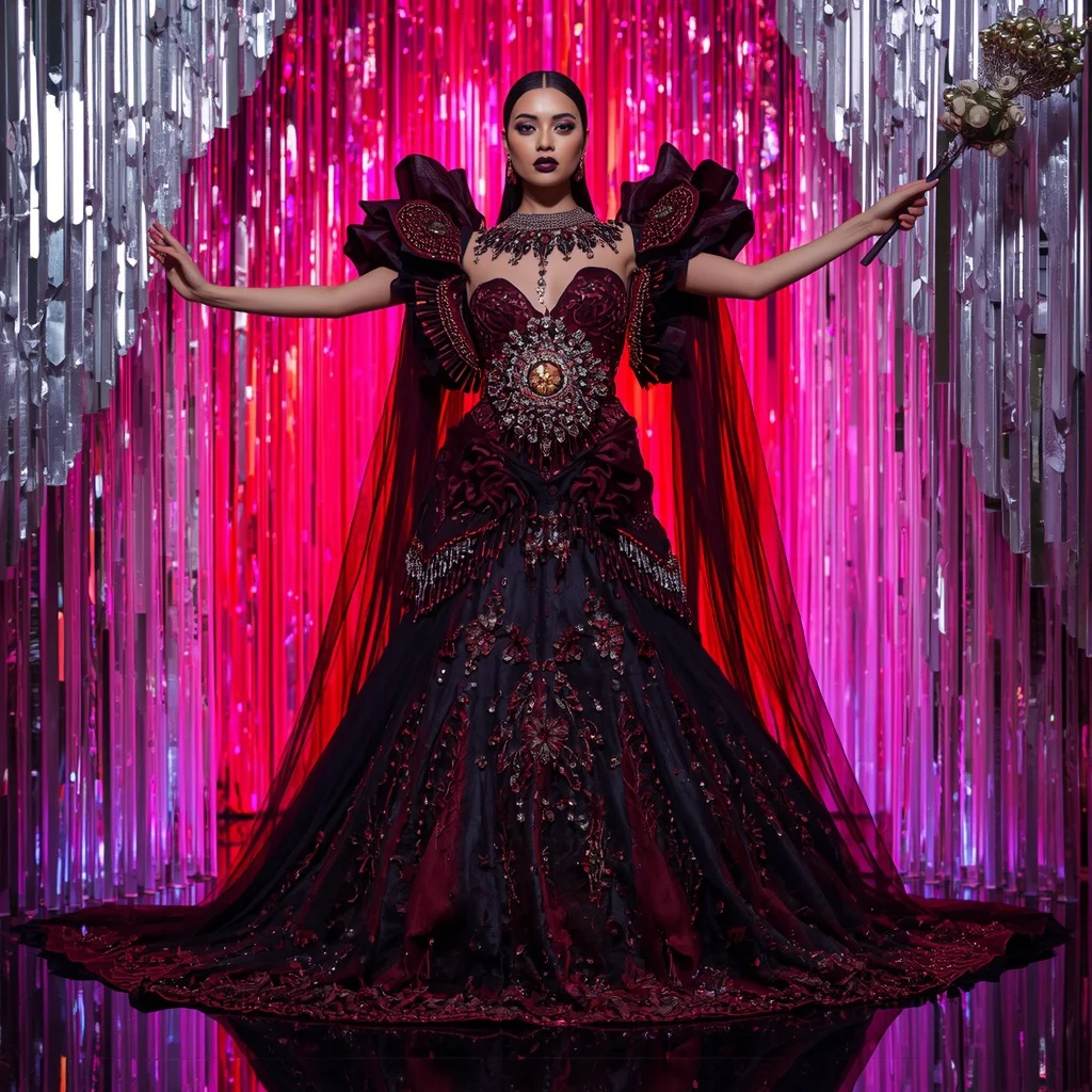 Obsidian Ruby Inferno Saree with Infinity Plasma Crystal Sanctuary | Ai Selfie Prompt