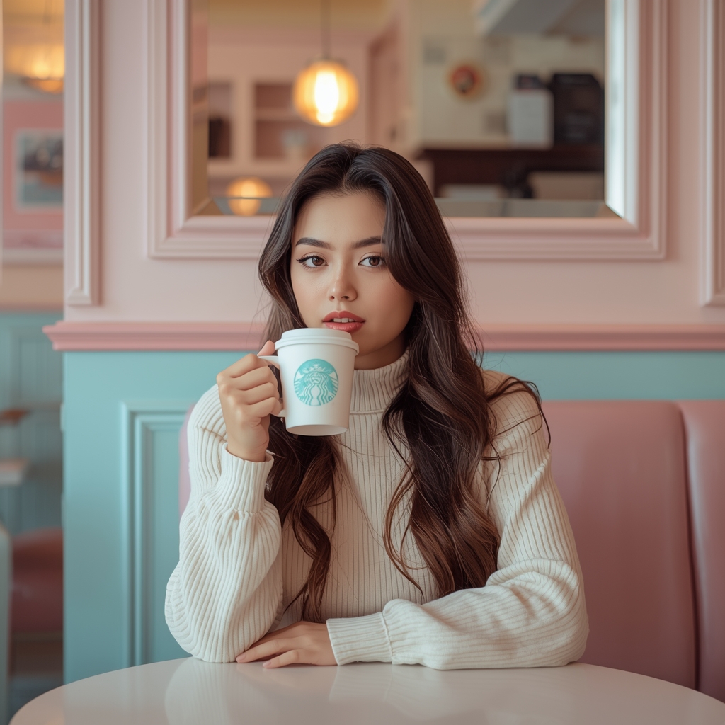 Pastel Café Aesthetic Girl – Lifestyle Influencer Look | Wedding Photo Prompts