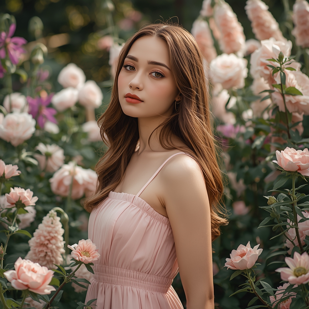 Pastel Garden Outdoor Girl – Soft Natural Aesthetic Look | Trending Ai Prompts