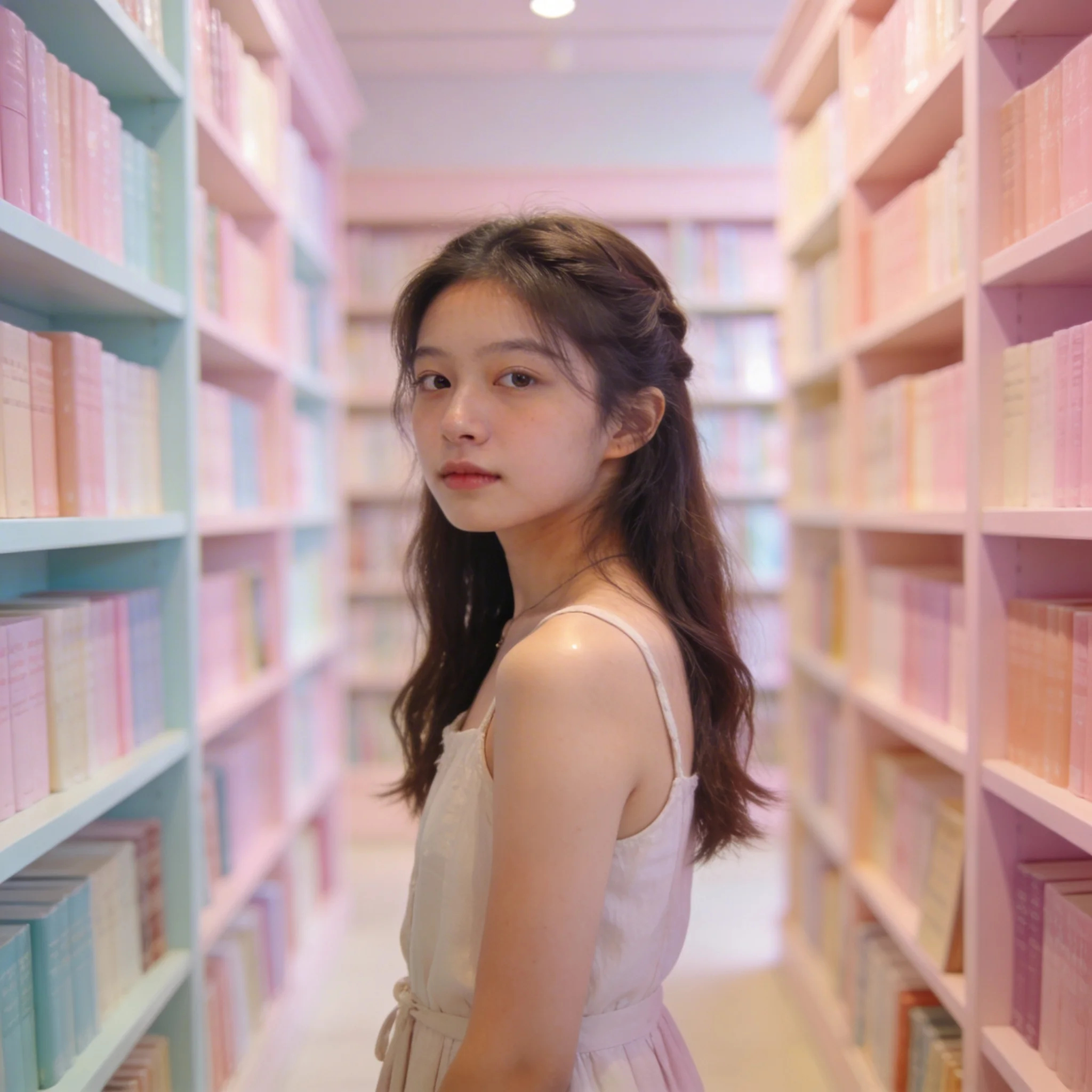 Pastel Library Aesthetic Portrait with Soft Vintage Light | Chatgpt Prompt