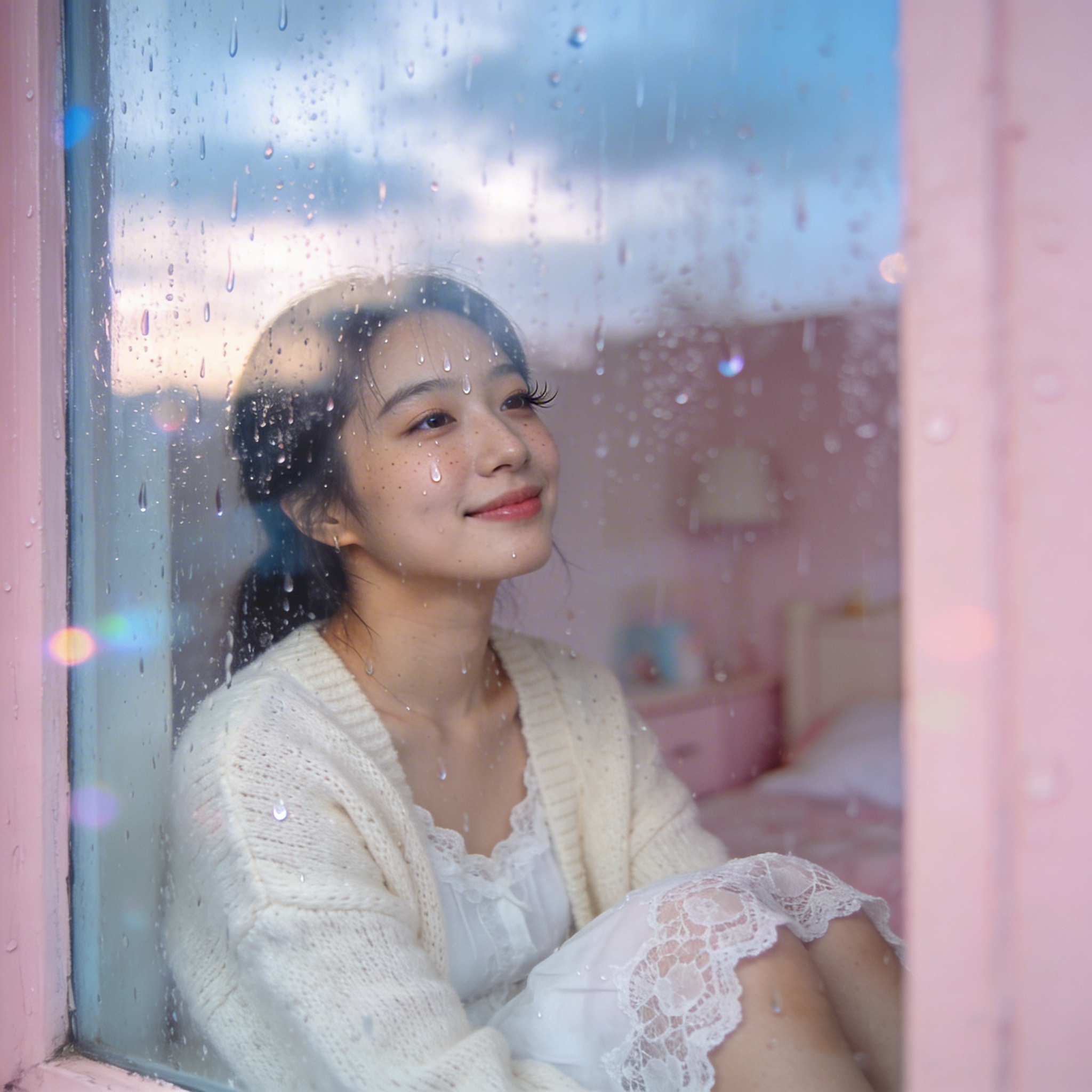 Pastel Rain Window Girl – Emotional Soft Aesthetic Look | Viral Image Generator Prompts