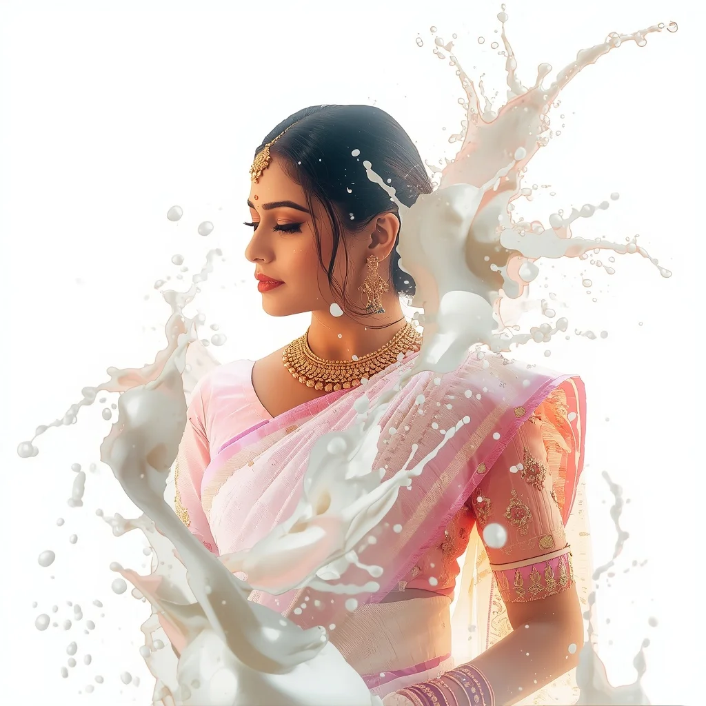 Pastel Saree Milky White Liquid Sculpture Geometry Lite Background Viral Prompt | 3d Animation Ai Prompt