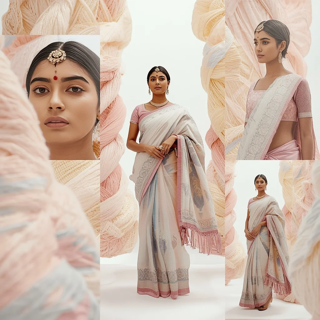 Pastel Saree Pastel Textile Sculptures Lite Background Premium Prompt | Influencer Ai Prompt