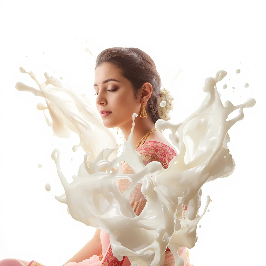 Pastel Saree White Ink Splashes Lite Background Premium Prompt | Easy Ai Prompt