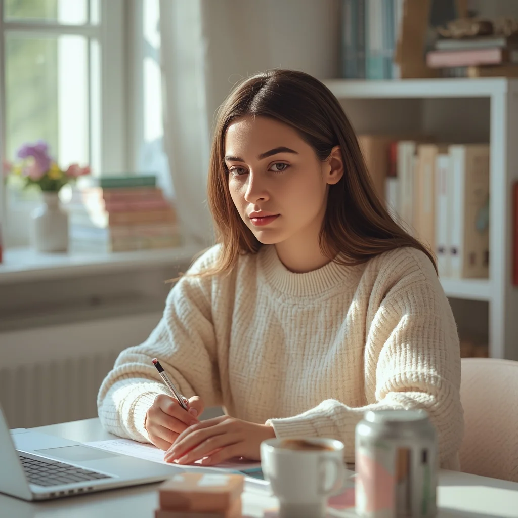 Pastel Study Desk Girl Influencers Trend – Clean Soft Productivity Aesthetic | Character Design Ai Prompt