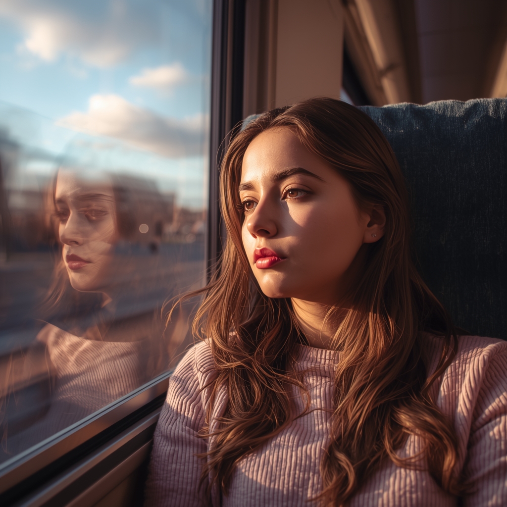 Pastel Train Window Travel Girl Influencers Style – Dreamy Motion Aesthetic | Attitude Ai Prompt