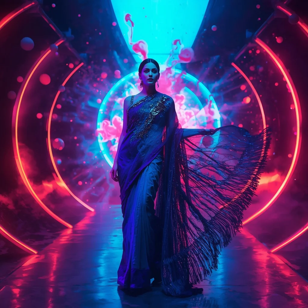 Plasma Ink Rift Saree with Energy Paint Vortex Chamber | Prompt Ai For Girl Aesthetic