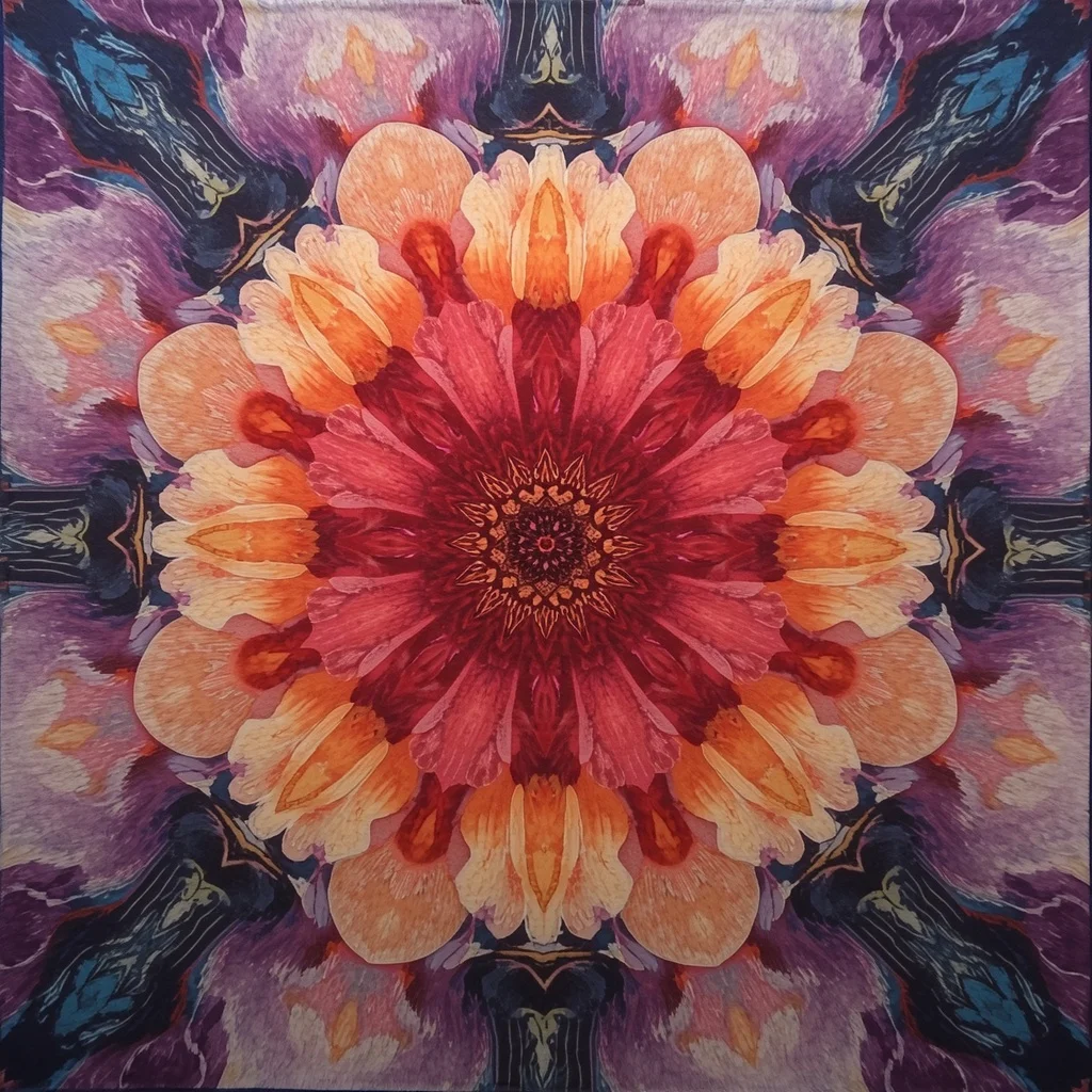 Quantum Bloom Fabric Saree with Expanding Energy Flowers | Female Model Ai Prompt