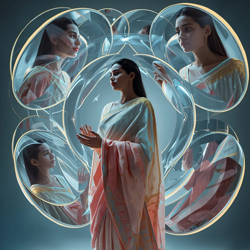 Rotating Glass Disk Saree Prompt with Circular Motion Layers and Cinematic Perspective Depth | Trending Prompt In Instagram Reels