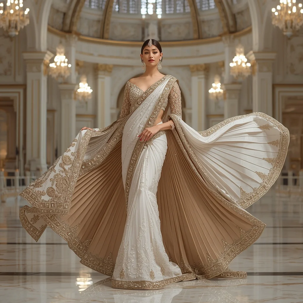Royal Crystal Sovereign Saree with Grand Luxury Dome Cathedral | Selfie Prompt