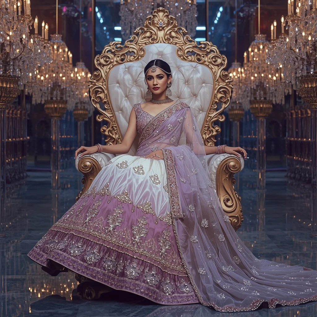 Royal Velvet Opal Throne Saree with Crystal Maharani Kingdom | Luxury Ai Prompt