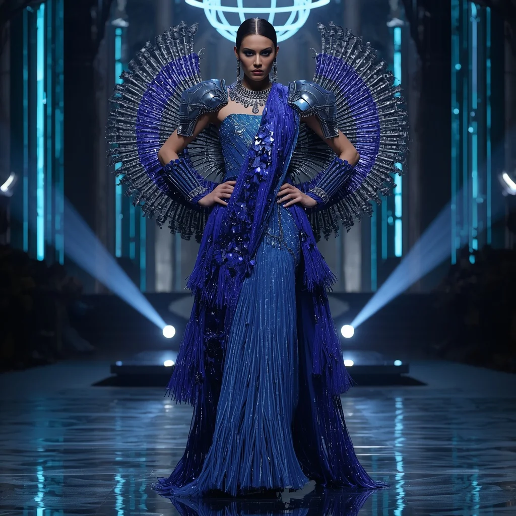 Sapphire Nebula Titan Quantum Armor Saree with Floating Laser Hypergrid Cathedral Nexus Sphere System | Viral Instagram Ai Prompt
