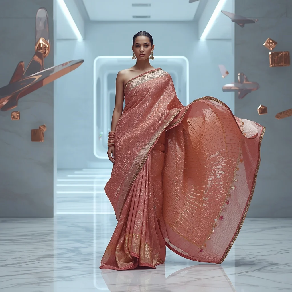 Supreme Hyper Celestial Quantum Singularity Saree – Ultimate Avant-Garde Festival Saree with Impossible Pose and Quantum Singularity Universe Background | Pre Wedding Ai Prompt