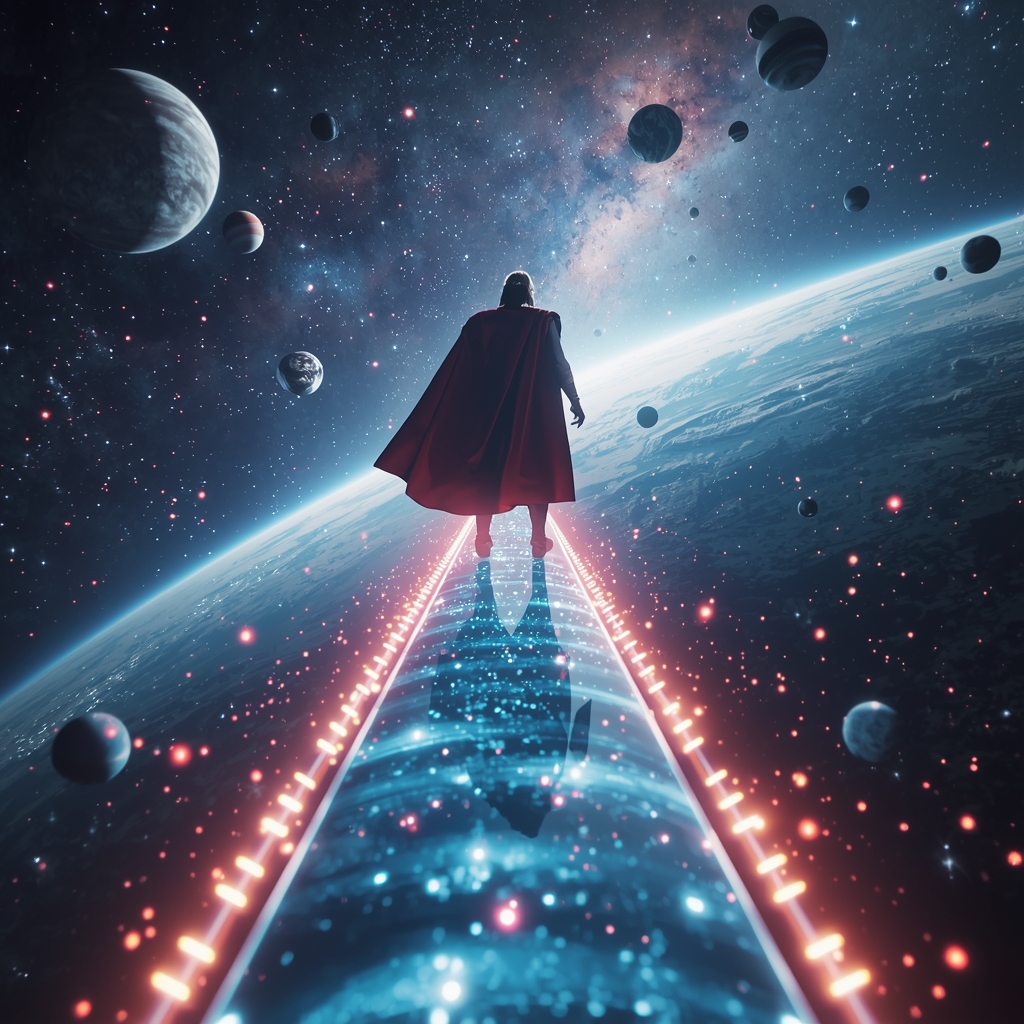 Thor Cosmic Bridge Between Worlds Cinematic Shot | Gemini Ai Photo Prompt