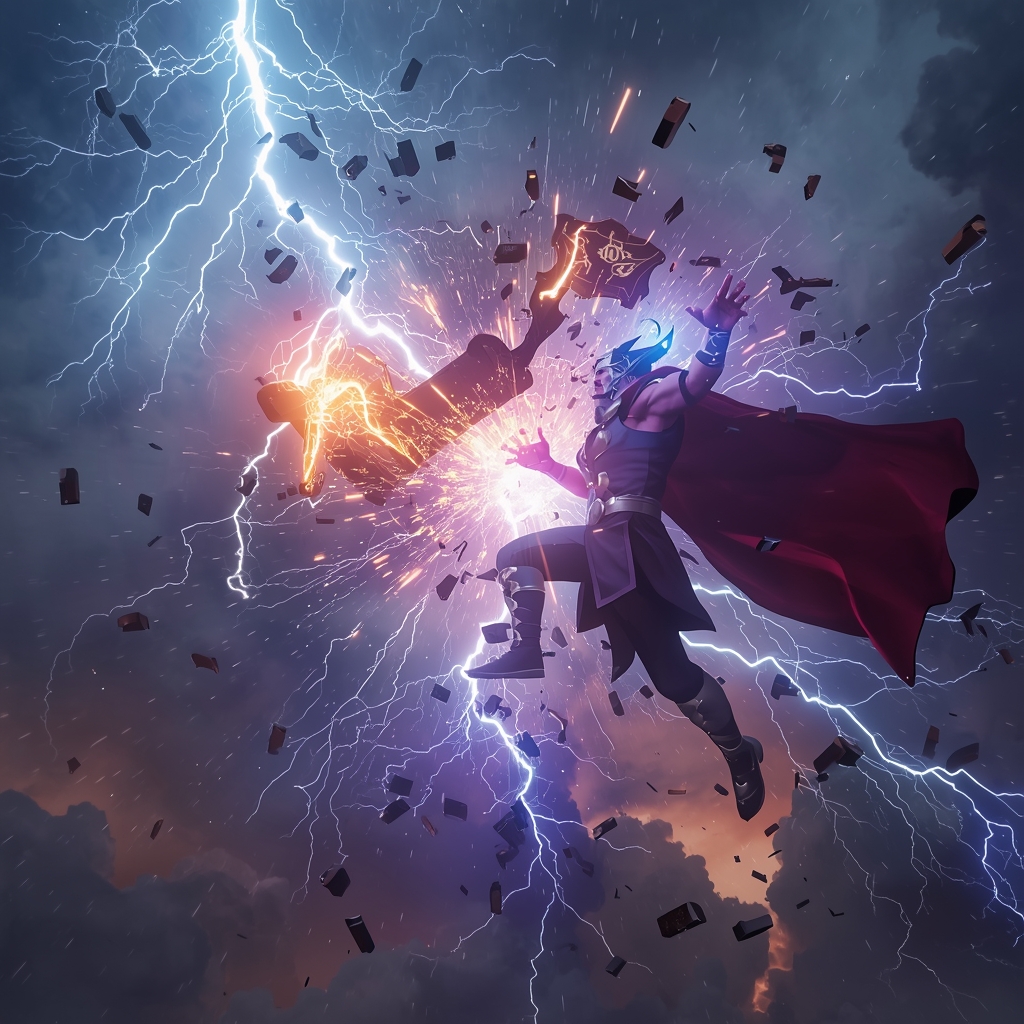Thor vs Doctor Doom Cosmic Magic Storm War Scene | Luxury Ai Prompt