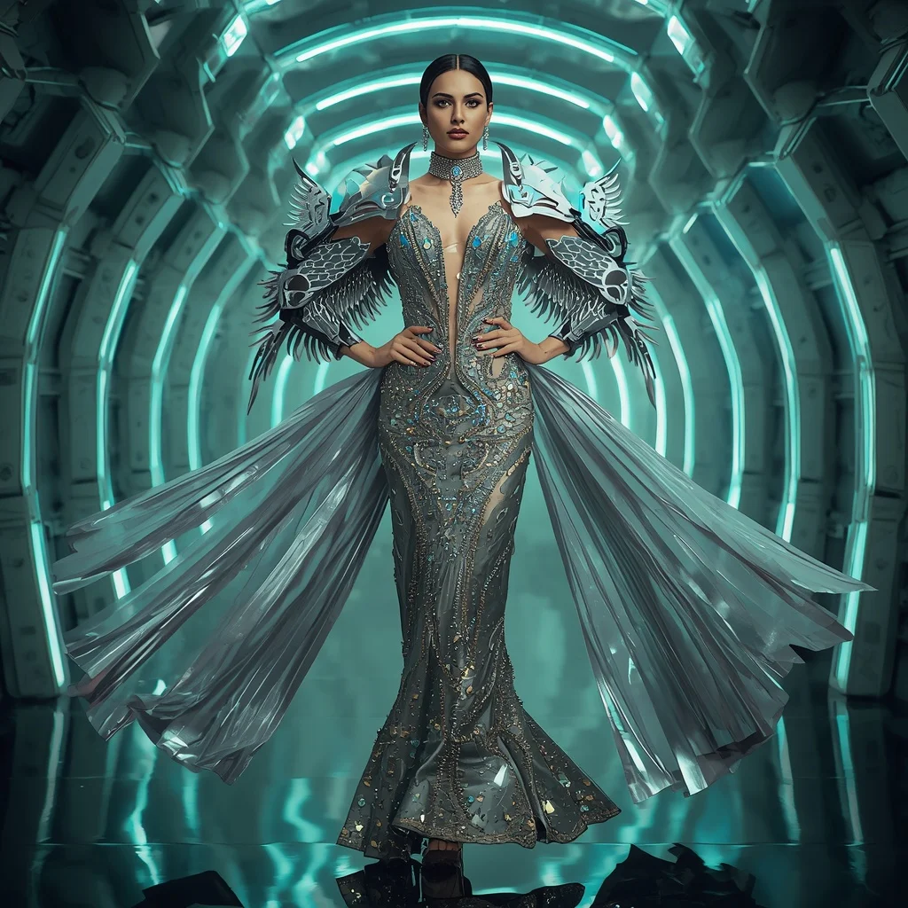 Titanium Nebula Fragment Apex Infinity Armor Saree with Floating Arc Hypermatrix Corridor Nexus Grid Collapse System Core | Girl Photo Prompt Gemini