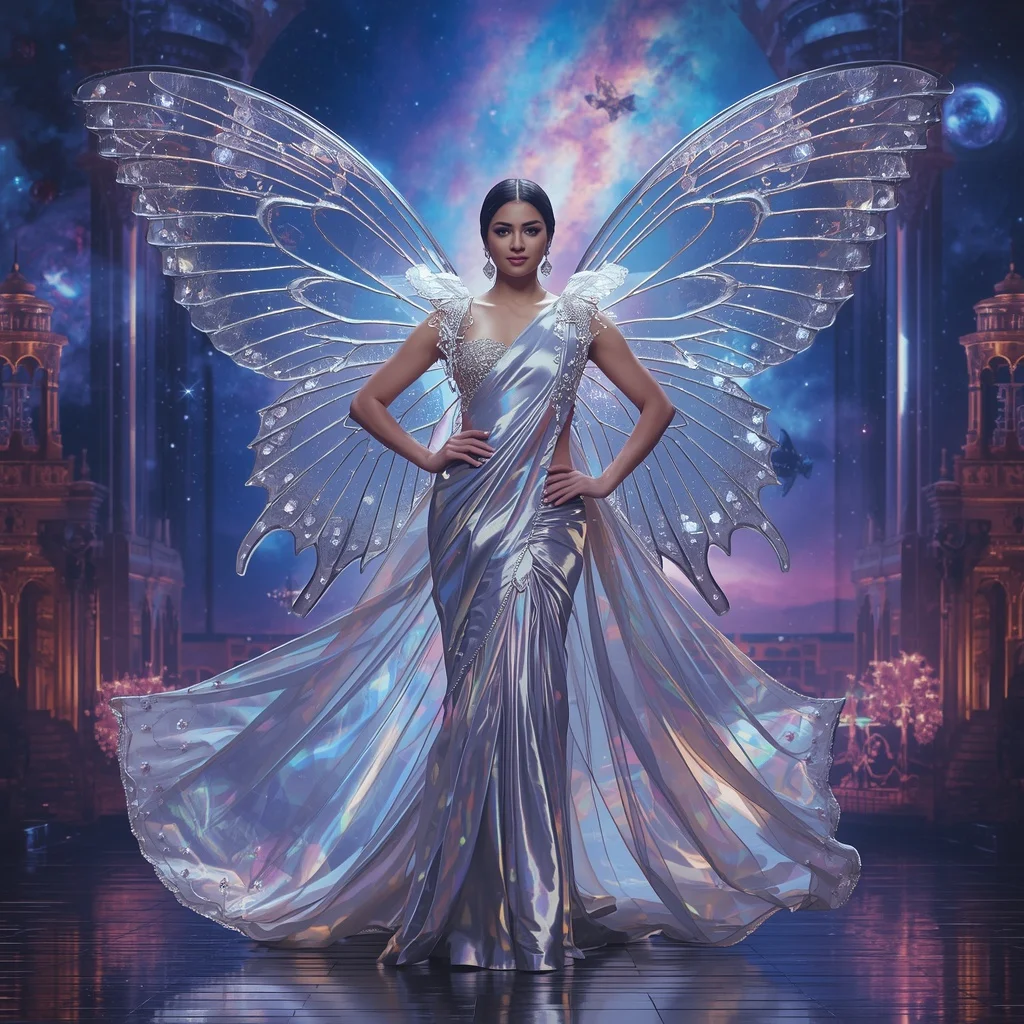 Ultra Luxury Crystal Infinity Celestial Butterfly Saree with Eternal Multiverse Festival Empire | Instagram Carousel Ai Prompt